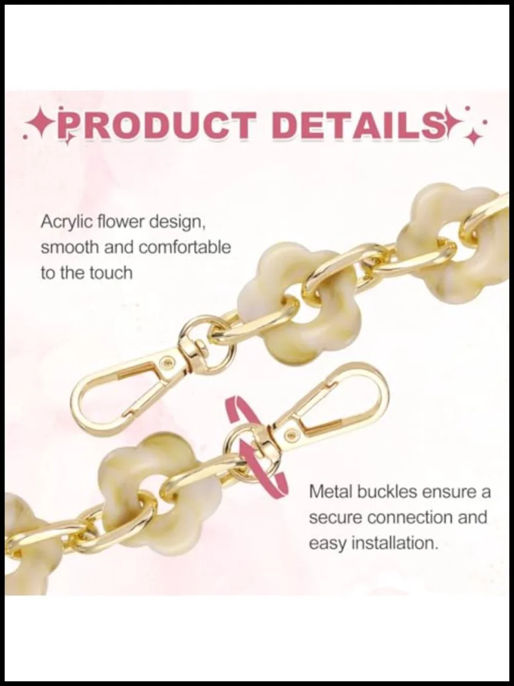 Acrylic Chain Strap Flower Chunky Purse Extension Decorative Short Chain for